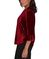 Alfred Dunner Petite Runway Ready Crushed Velvet Beaded Split-Neck Top