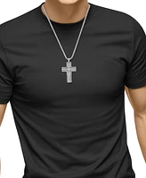 Effy Men's Zircon Cross Pendant 22" Pendant Necklace (1-1/20 ct. t.w.) in Sterling Silver