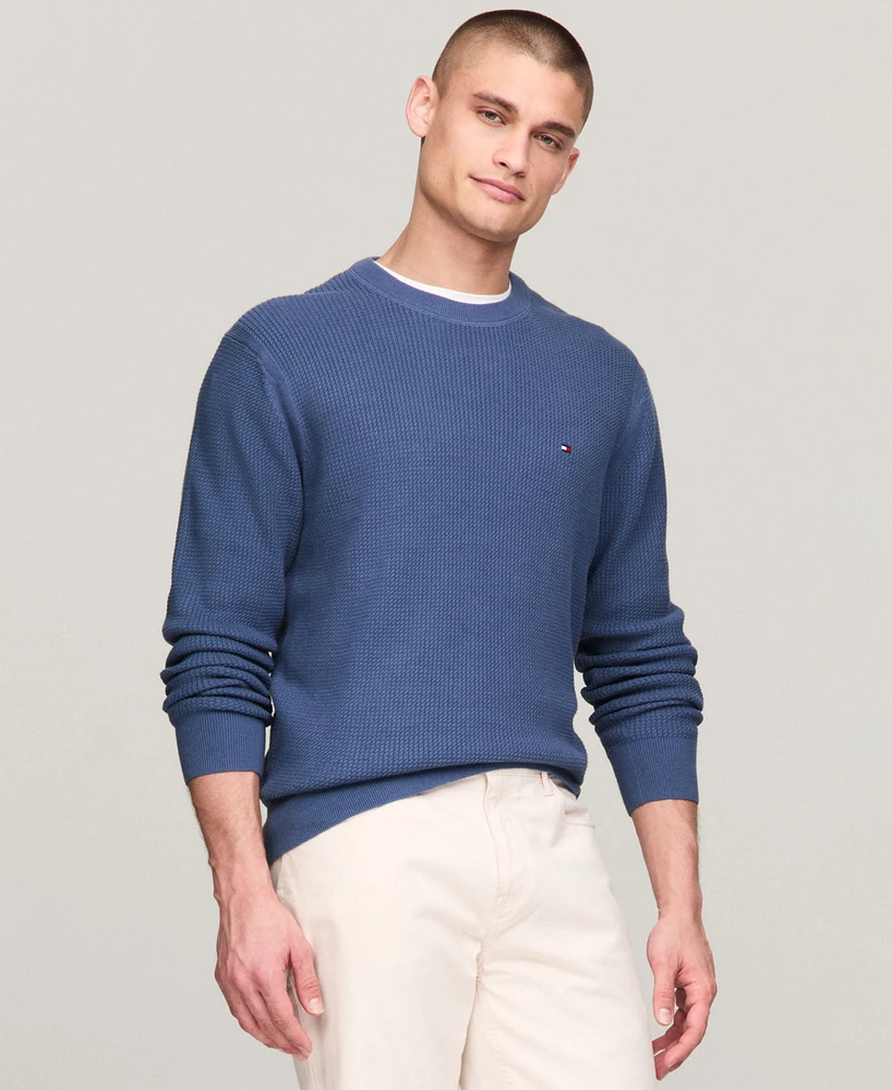 Tommy Hilfiger Men's Big & Tall Textured Knit Stripe Crewneck Sweater