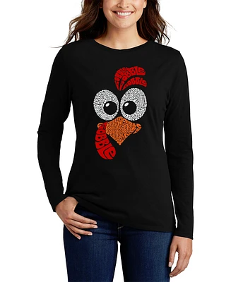 La Pop Art Women's Turkey Face Word Long Sleeve T-Shirt