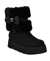 Guess Women's Denla Cold Weather Faux Fur Cozy Booties