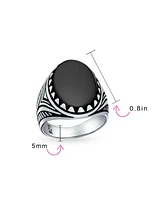 Bling Jewelry Natural Black Onyx Oval Cabochon Western Claw Ring Sterling Silver