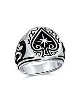 Bling Jewelry Large Good Luck Black Ace Of Spade Ring .925 Sterling Silver