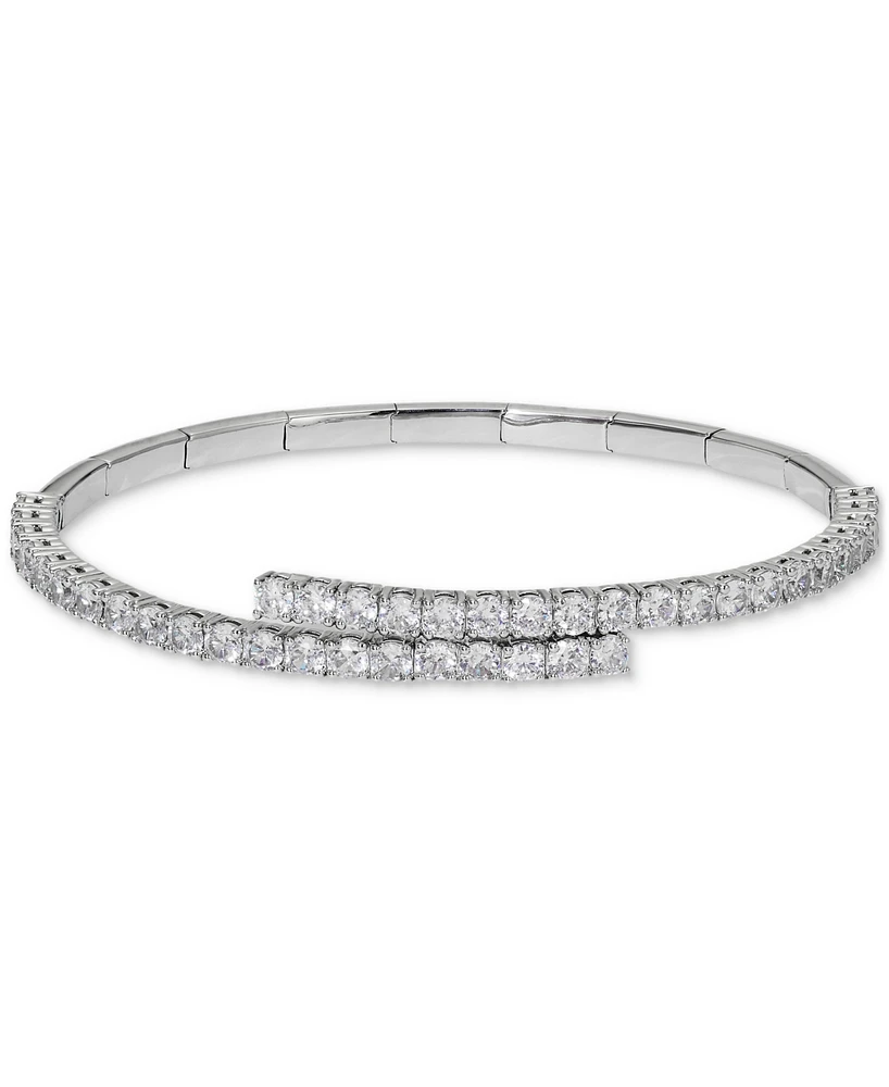 Eliot Danori Silver-Tone Cubic Zirconia Bypass Wrap Bracelet, Created for Macy's