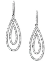 Eliot Danori Silver-Tone Double Open Teardrop Pave Leverback Earrings, Created for Macy's