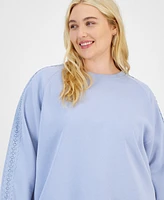 Planet Heart Trendy Plus Crochet-Trim Sweatshirt