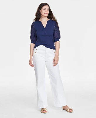 On 34th Women's Sailor Denim Wide-Leg Jeans, Exclusively at Macy's