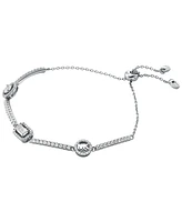 Michael Kors Sterling Silver Pave Mixed Cut Slider Bracelet