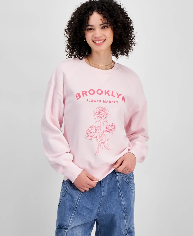 Self Esteem Juniors' Brooklyn Flower Market Graphic Sweatshirt