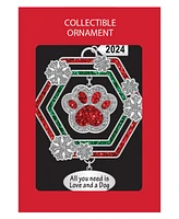 Ganz Paw Print All You Need is Love and a Dog with Dated 2024 Charm Sentiment Ornament