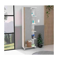 Depot E-shop Venus Mirror Linen Single Door Cabinet, Five External Shelves, Four Interior Shelves