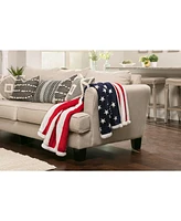Chanasya Premium Patriotic Us Flag Print Sherpa Throw Blanket - Lightweight Microfiber for Couch and Bed