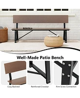 Costway Pcs 4-Person Bench with All-Weather Hdpe Seat & Back Heavy-Duty Metal Support