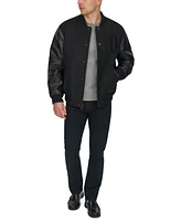 Dockers Men's Mixed-Media Varsity D Bomber Jacket