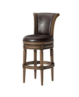 Maven Lane Pullman Bar Stool in Walnut Finish with Marksman Saddle Leather