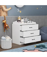 Homsee 3-Drawer White Wooden Storage Organizer Cabinet