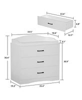 Homsee 3-Drawer White Wooden Storage Organizer Cabinet