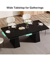 Tribesigns 63-Inch Farmhouse Dining Table, Table for 6 People, Wood Rustic Dinner Rectangular Kitchen Room, Kitchen, an