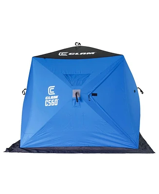 Clam C-560 Outdoor Portable 7.5 Foot Pop Up Ice Fishing Hub Shelter Tent, 14476