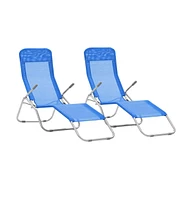 vidaXL Folding Sun Loungers 2 pcs Textilene Blue