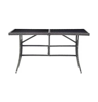 vidaXL Patio Table Gray 55.1"x31.5"x29.1" Poly Rattan