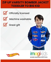 Hot Wheels Toddler Boys Zip Up Varsity Bomber Jacket to (3T - 10-12)