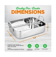 NutriChef 14" Roaster With Polished Rack And Wire Handle