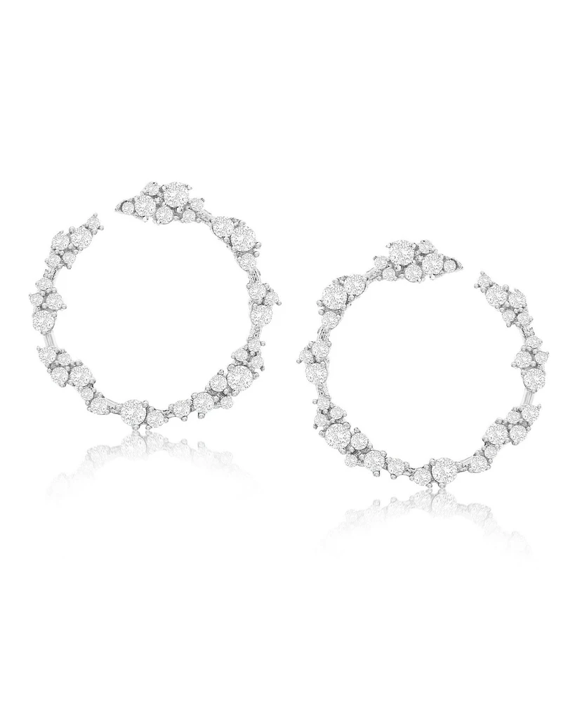 Suzy Levian New York Suzy Levian Sterling Silver White Cubic Zirconia Open Circle Cluster Earrings