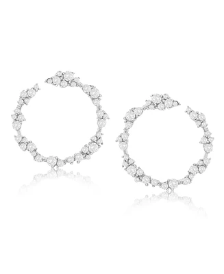 Suzy Levian New York Suzy Levian Sterling Silver White Cubic Zirconia Open Circle Cluster Earrings