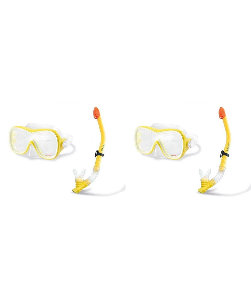 Intex Wave Rider Hypoallergenic Latex Free Mask & Easy Flow Snorkel Set (2 Pack)