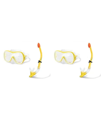 Intex Wave Rider Hypoallergenic Latex Free Mask & Easy Flow Snorkel Set (2 Pack)