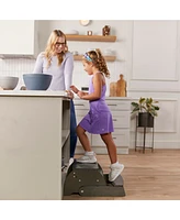 ECR4Kids Girls Flip-Flop Step Stool and Chair, Grey Wash