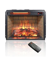 Mondawe 23Inch Infrared Quartz Heater Fireplace Insert -Woodlog Version With Brick