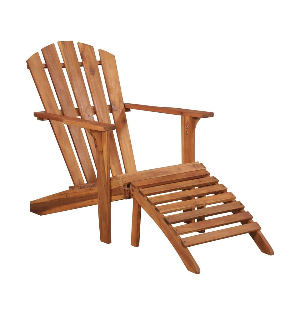 vidaXL Patio Adirondack Chair with Footrest Solid Acacia Wood