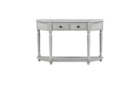 Slickblue Retro Circular Curved Design Console Table with Open Style Shelf Solid Wooden Frame and Legs Two Top Drawers