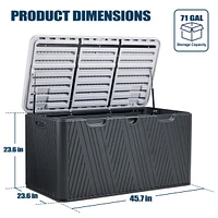 Aoodor 71 Gallon Deck Box, Lockable Storage Uv Resistant Container with Hydraulic Rods for Patio Furniture Outdoor Cushions, Garden Tools and Sports E