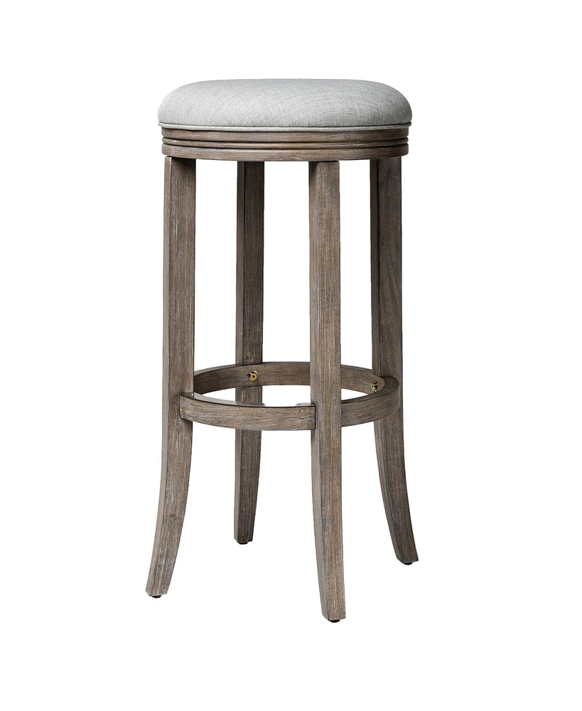 Maven Lane Eva Bar Stool in Reclaimed Oak Finish w/ Ash Grey Fabric Upholstery