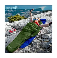 SereneLife Mummy Sleeping Bag With Travel Pillow and Compression Sack (Green)