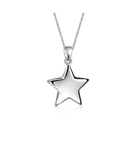 Bling Jewelry Initial American Patriotic Celestial Rock Star Jewelry Set Puff Star Dangle Pendant Earrings For Women Graduation .925 Sterling Silver