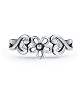 Bling Jewelry Flowers Heart Carved Filigree Midi Ring Silver Sterling Mid Finger