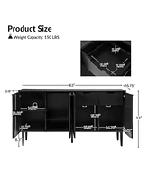 Hulala Home Samir Modern 63"Wide 4 Door Sideboard with Adjustable Shelf