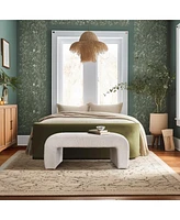 Maison Boucle 47" Upholstered Large Boucle Waterfall Bench Look Storage Bench-Maison Boucle