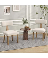 Costway Set of Armless Dining Chairs with Curved Backrests & Padded Seat Cushions