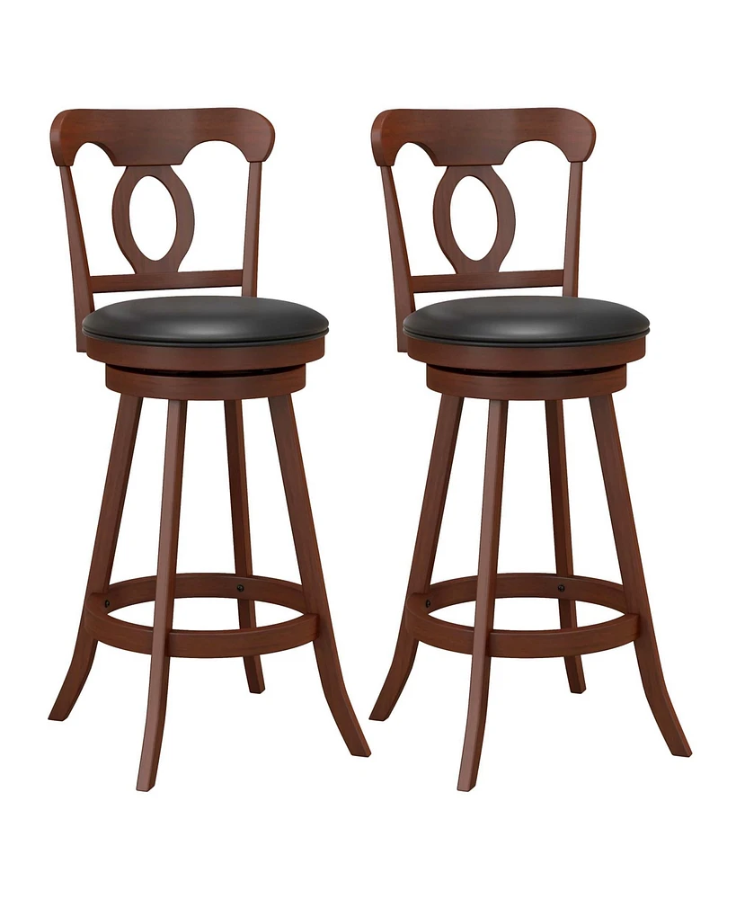 Costway Set of 2 Bar Stools 30'' Swivel Bar Height Chairs with Footrest for Kitchen Pub