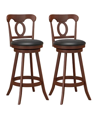 Costway Set of 2 Bar Stools 30'' Swivel Bar Height Chairs with Footrest for Kitchen Pub