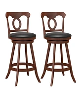 Costway Set of 2 Bar Stools 30'' Swivel Bar Height Chairs with Footrest for Kitchen Pub