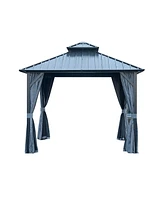 Slickblue Patio Gazebo – Durable Aluminum Frame with Steel Canopy, Permanent Hardtop Gazebo for Outdoor Use in Garden, Backyard