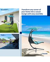 Slickblue Hanging Chaise Lounger with Removable Canopy Stylish Outdoor Seating for Relaxation