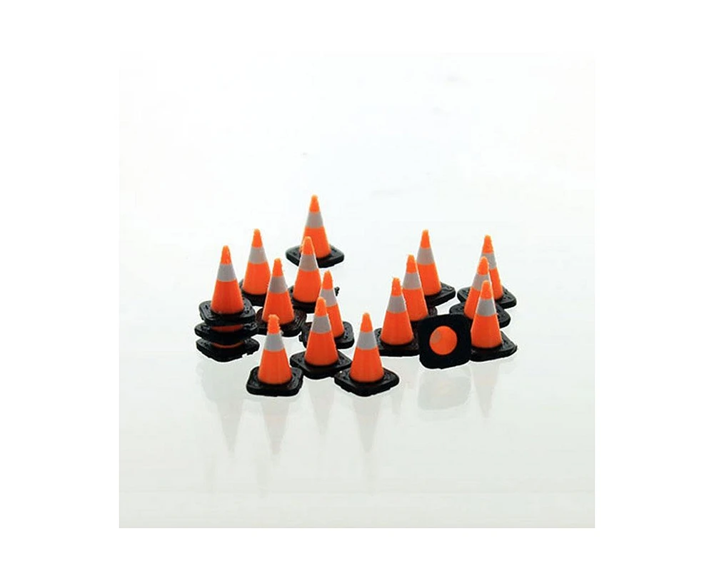 3D to Scale 1/50 Orange Traffic Cones with Black Bases, 18 Pack, 3D Printed