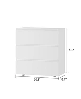 Homsee 3-Drawer White Bedside Table Storage Dresser Cabinet